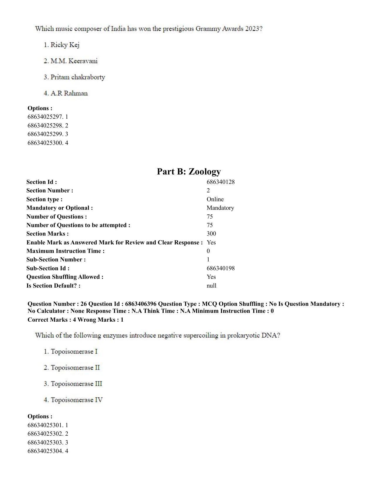 CUET PG 2023: SCQP28 – Zoology (Eng.) - Shift 3 (05-06-2023) Question Paper - Page 26