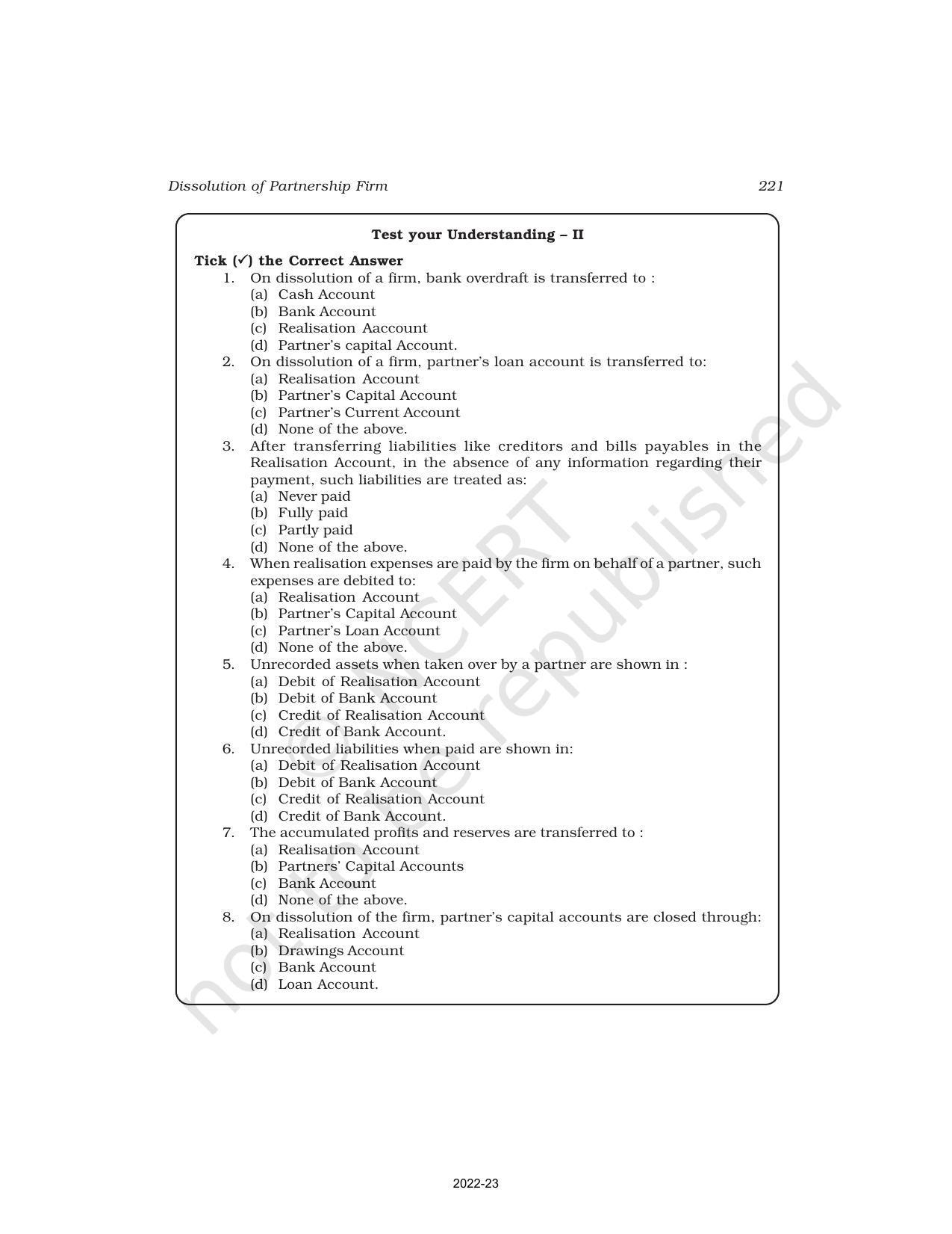 NCERT Book for Class 12 Accountancy Part I Chapter 5 Dissolution of Partnership Firm - Page 6