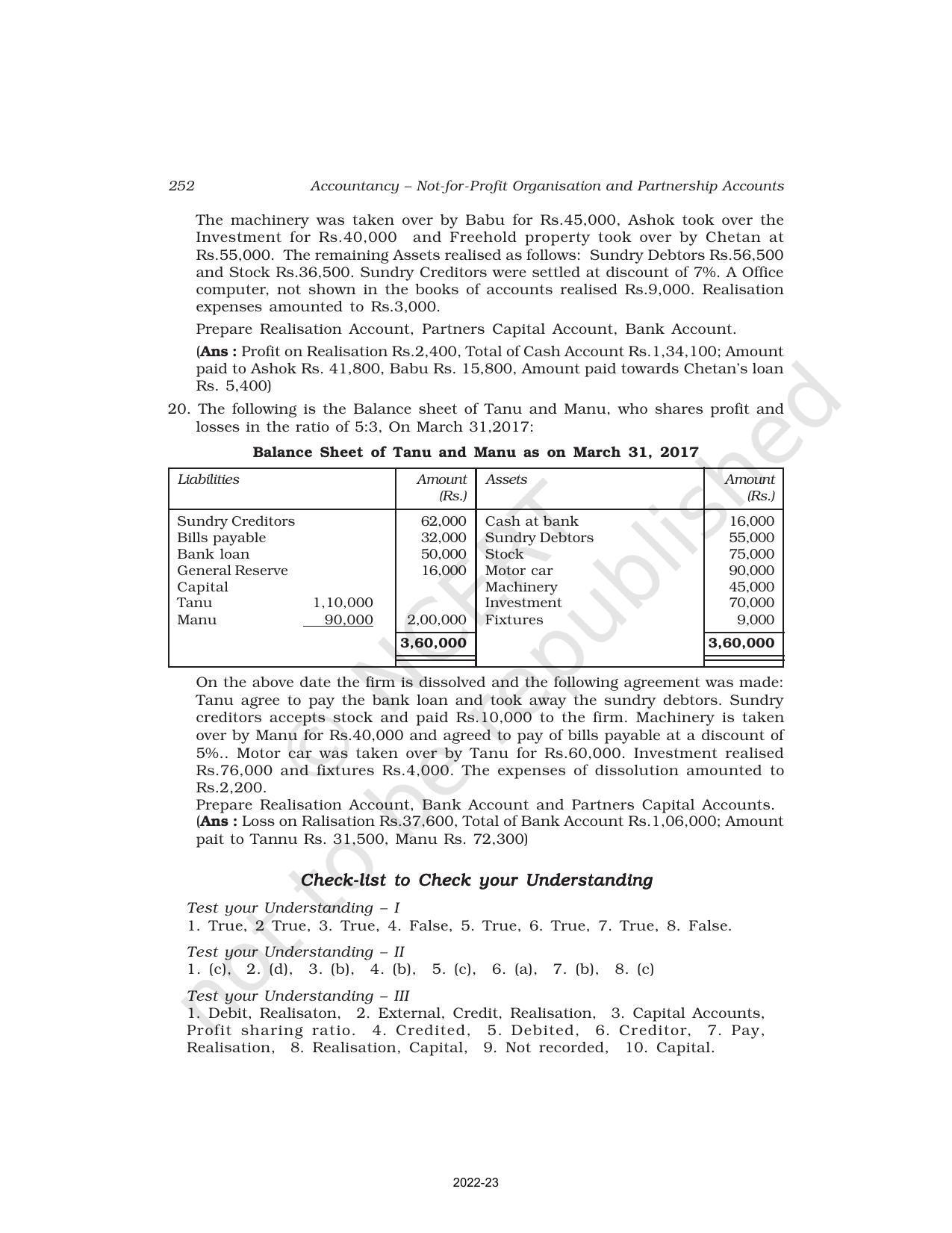 NCERT Book for Class 12 Accountancy Part I Chapter 5 Dissolution of Partnership Firm - Page 37