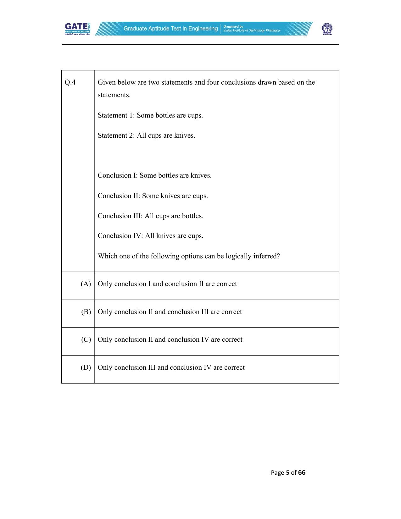 GATE 2022 Mathematics (MA) Question Paper - Page 5
