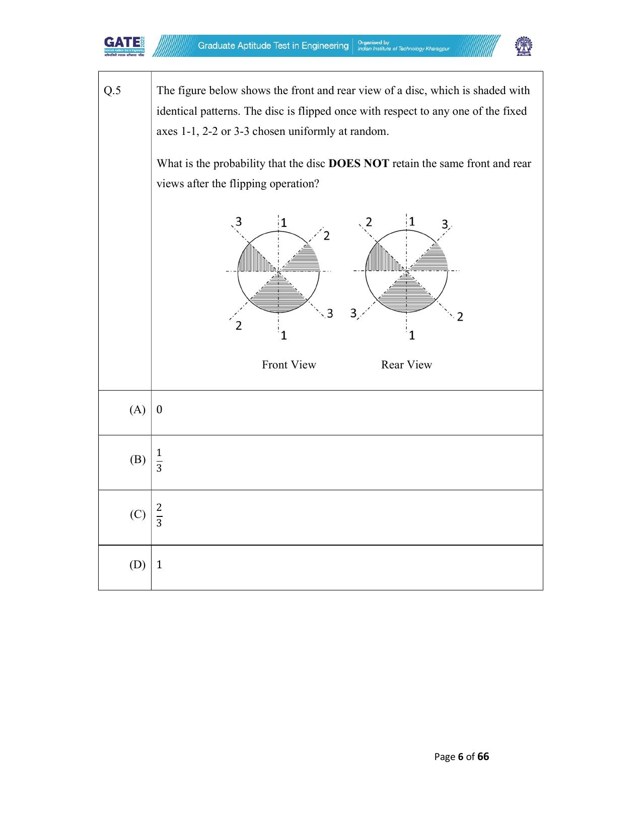 GATE 2022 Mathematics (MA) Question Paper - Page 6