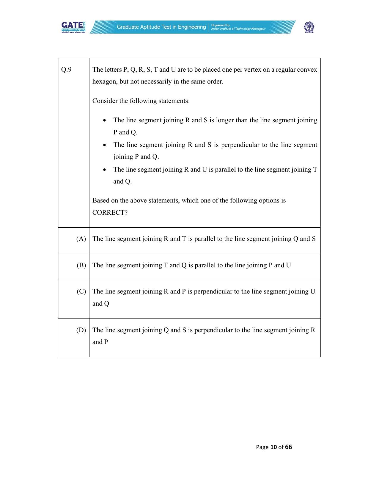 GATE 2022 Mathematics (MA) Question Paper - Page 10