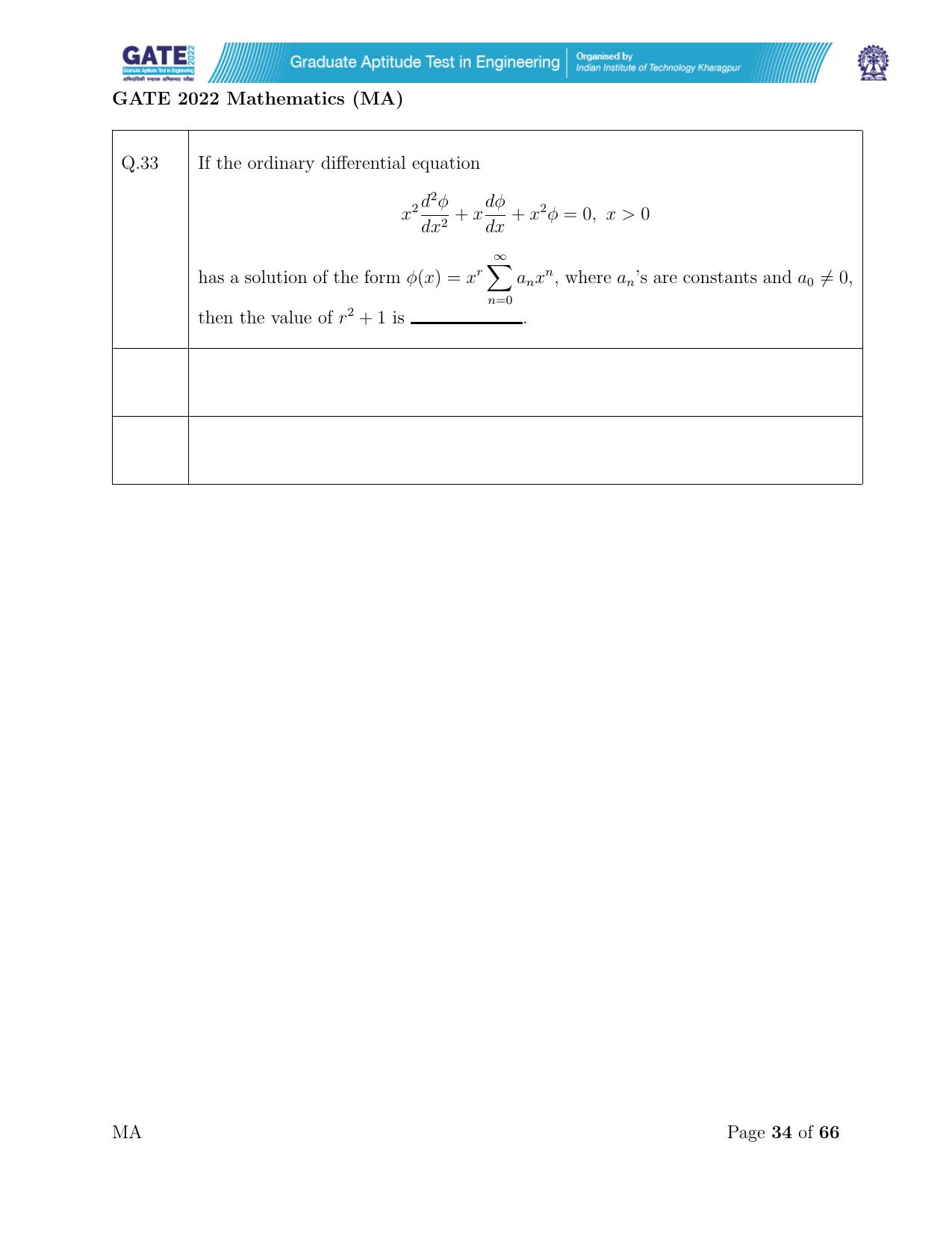 GATE 2022 Mathematics (MA) Question Paper - Page 34