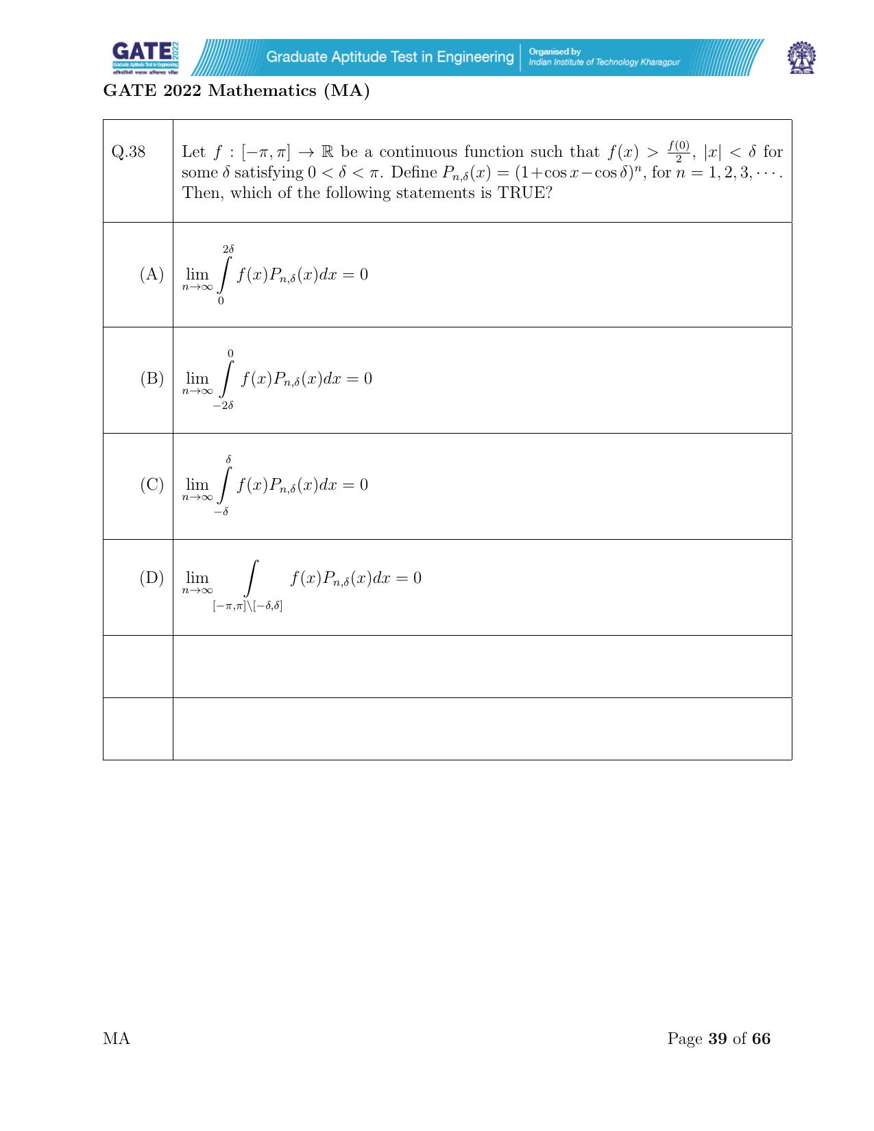 GATE 2022 Mathematics (MA) Question Paper - Page 39