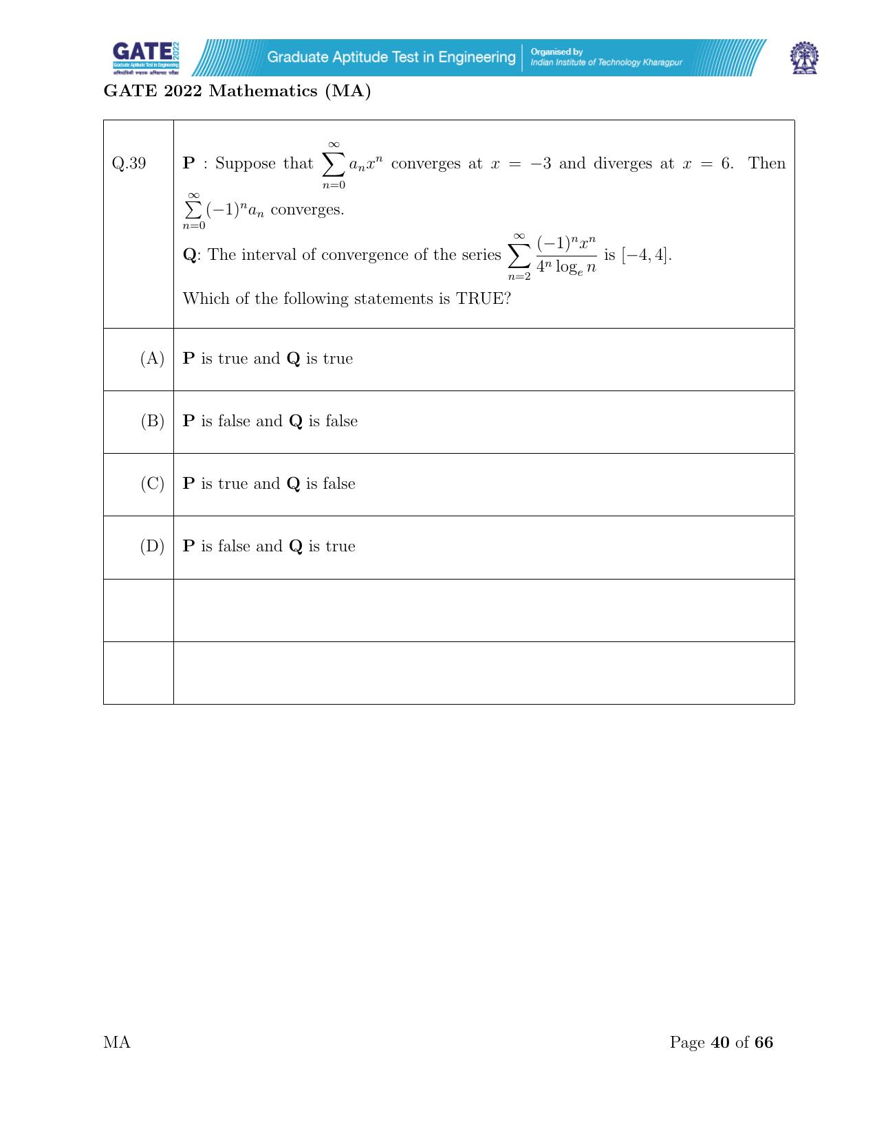 GATE 2022 Mathematics (MA) Question Paper - Page 40