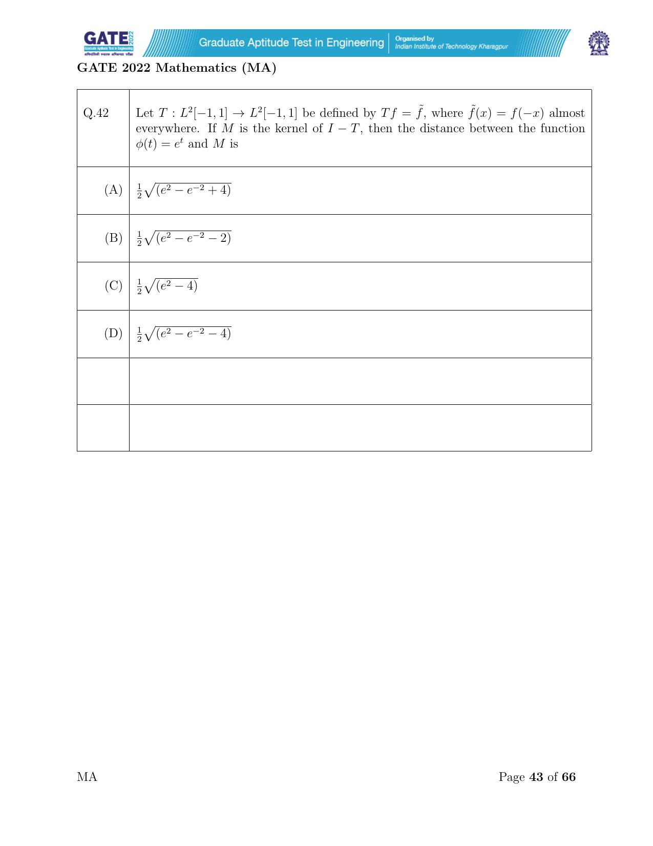 GATE 2022 Mathematics (MA) Question Paper - Page 43