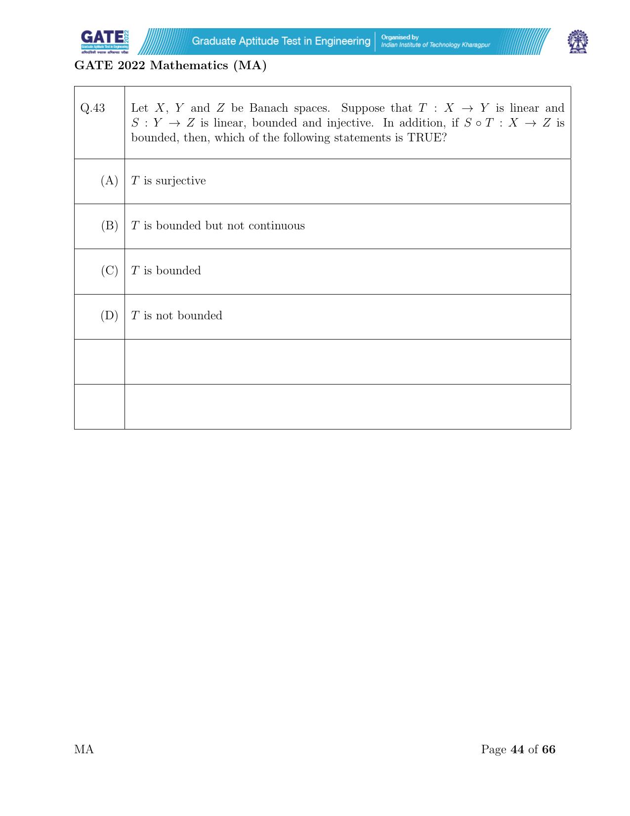 GATE 2022 Mathematics (MA) Question Paper - Page 44