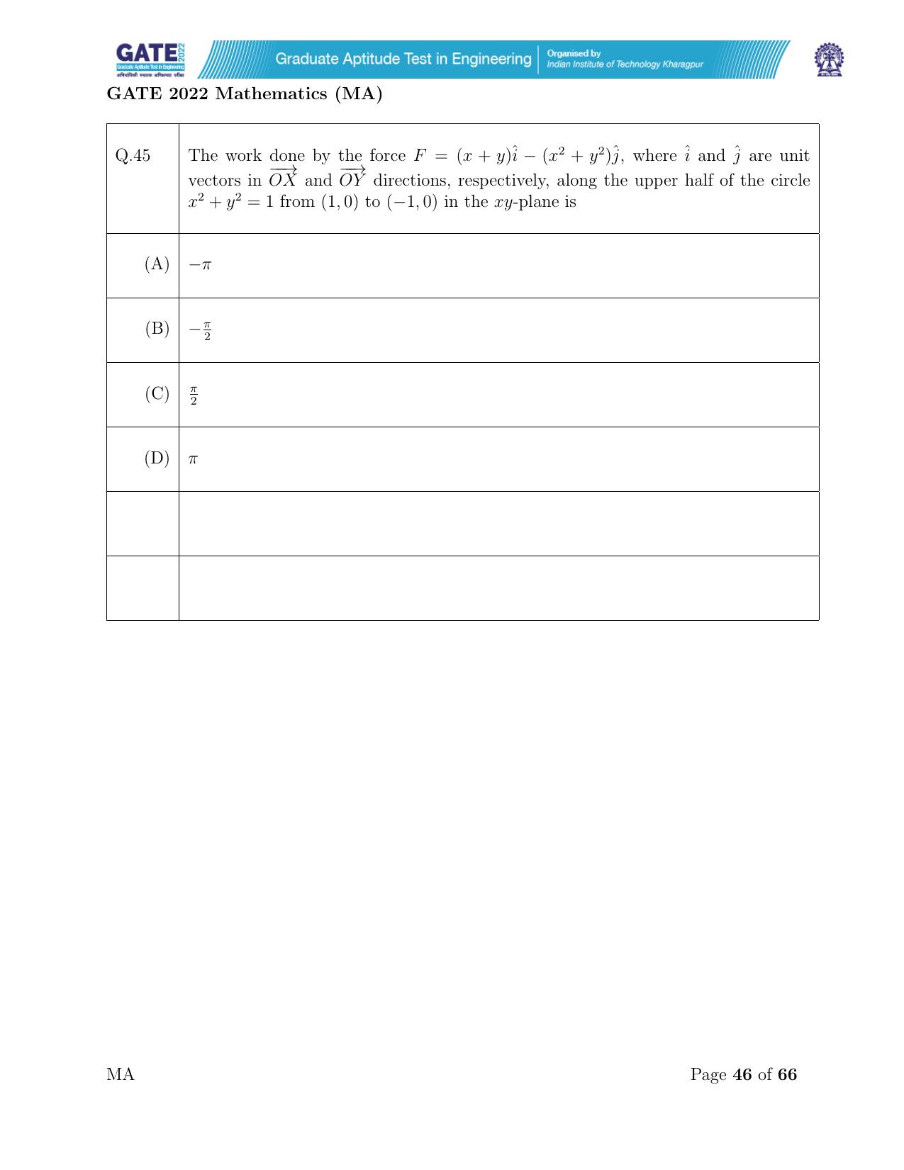 GATE 2022 Mathematics (MA) Question Paper - Page 46