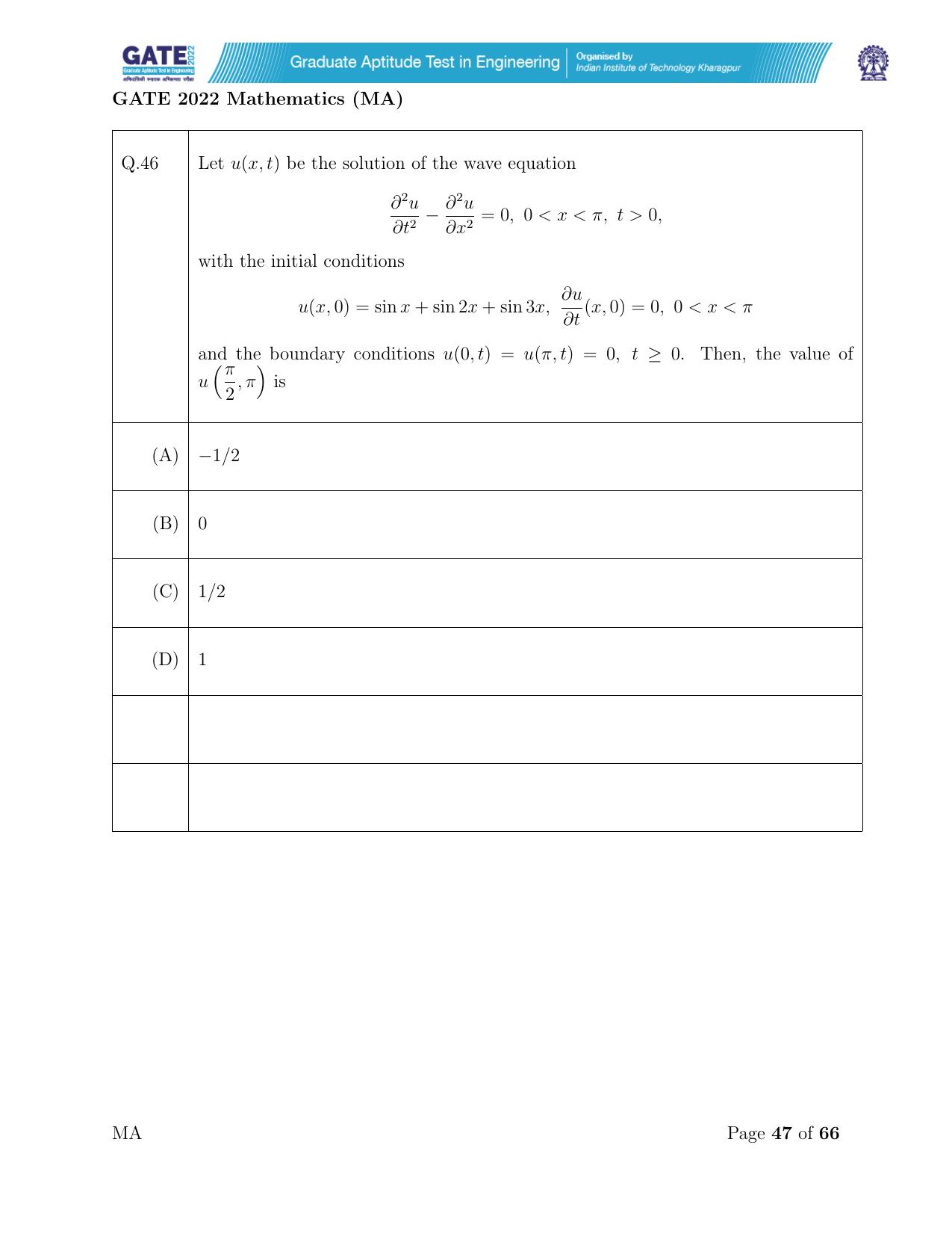 GATE 2022 Mathematics (MA) Question Paper - Page 47