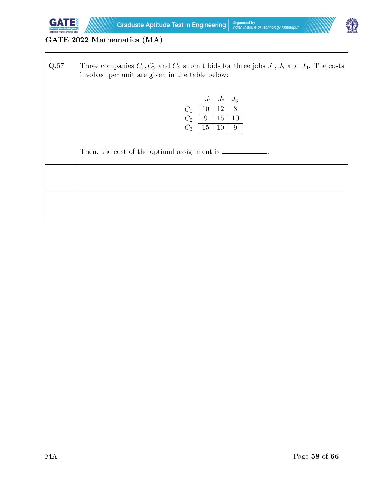 GATE 2022 Mathematics (MA) Question Paper - Page 58
