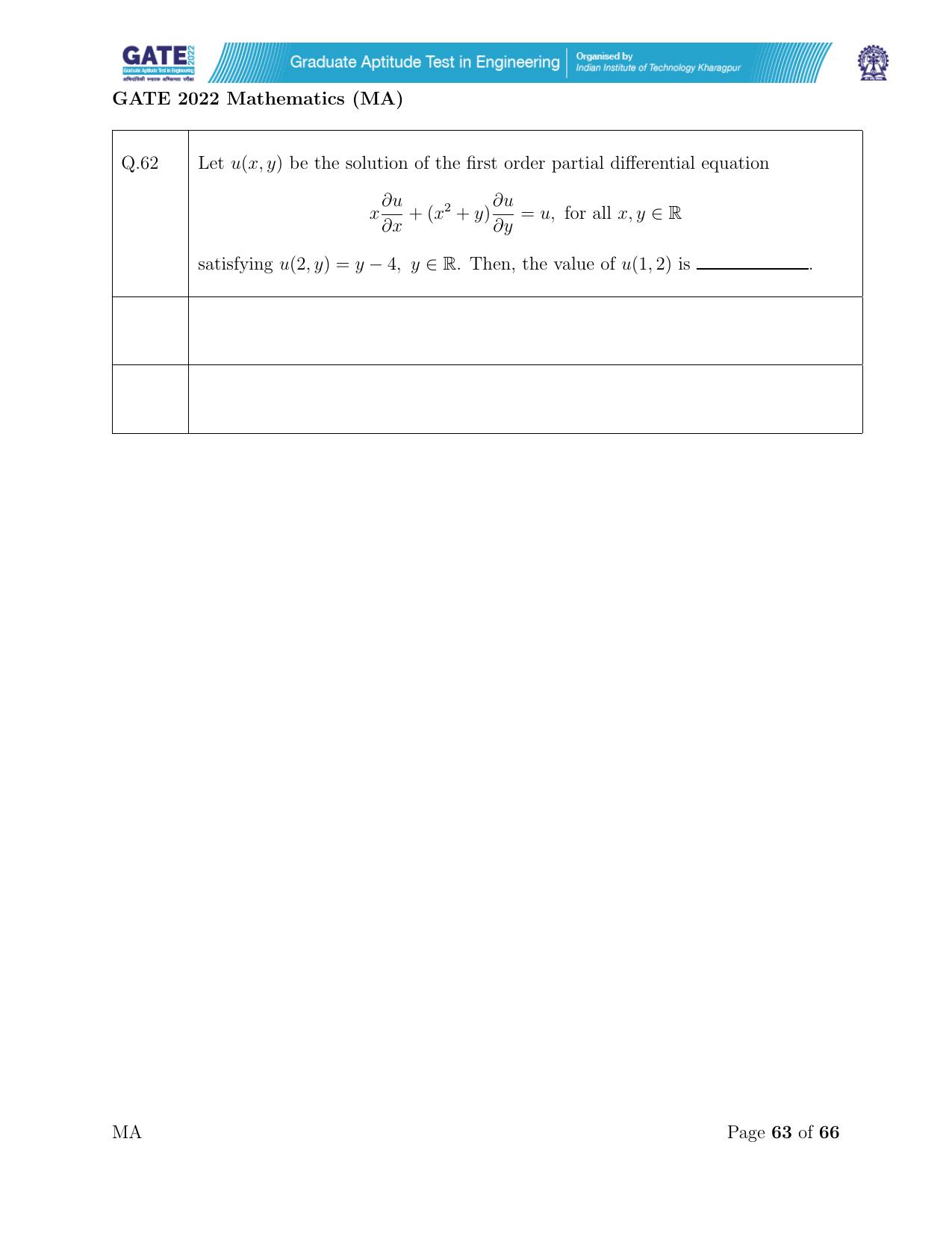 GATE 2022 Mathematics (MA) Question Paper - Page 63