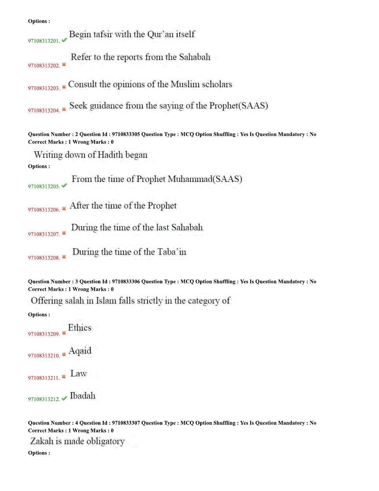 TS CPGET 2020 M.A. Islamic Studies (Shift 2) Question Paper with Answer Key - Page 2