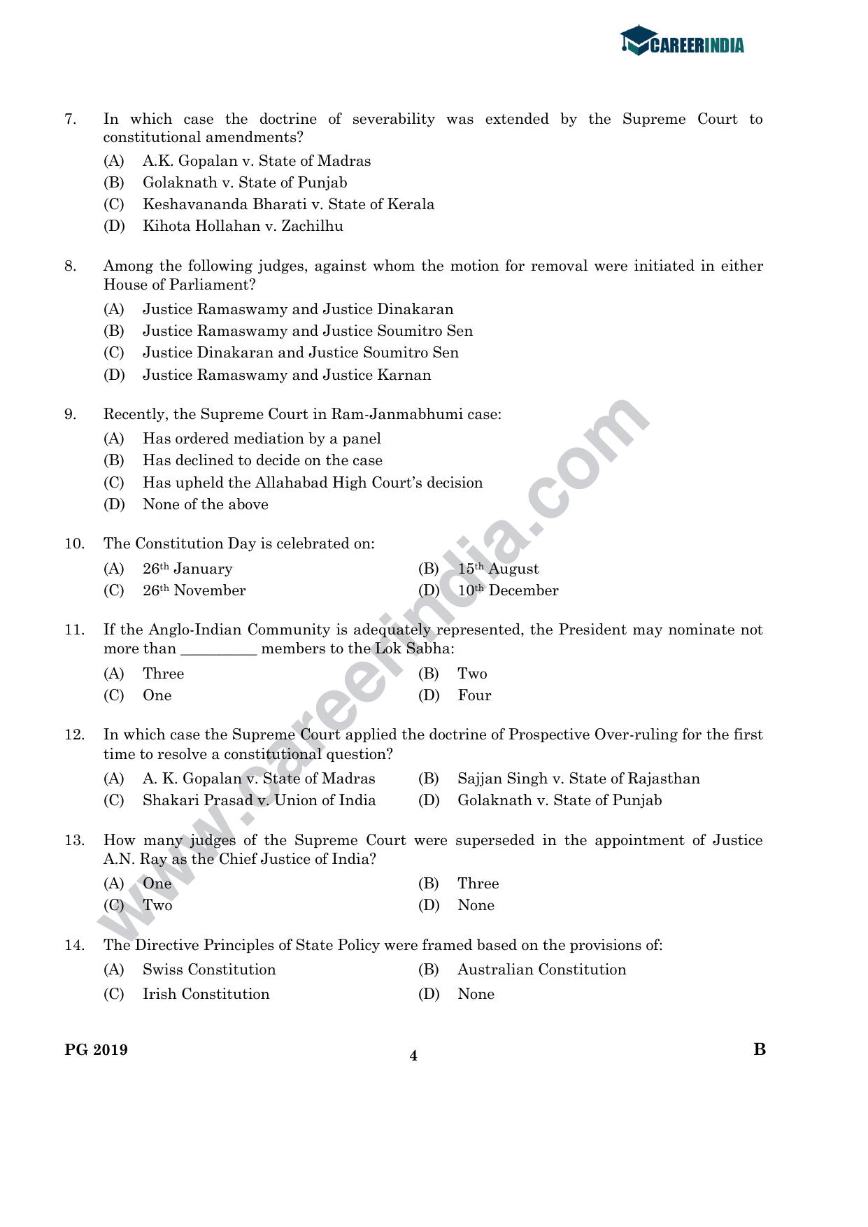 CLAT 2019 PG C-Series Question Papers (C.L.A.) - Page 3