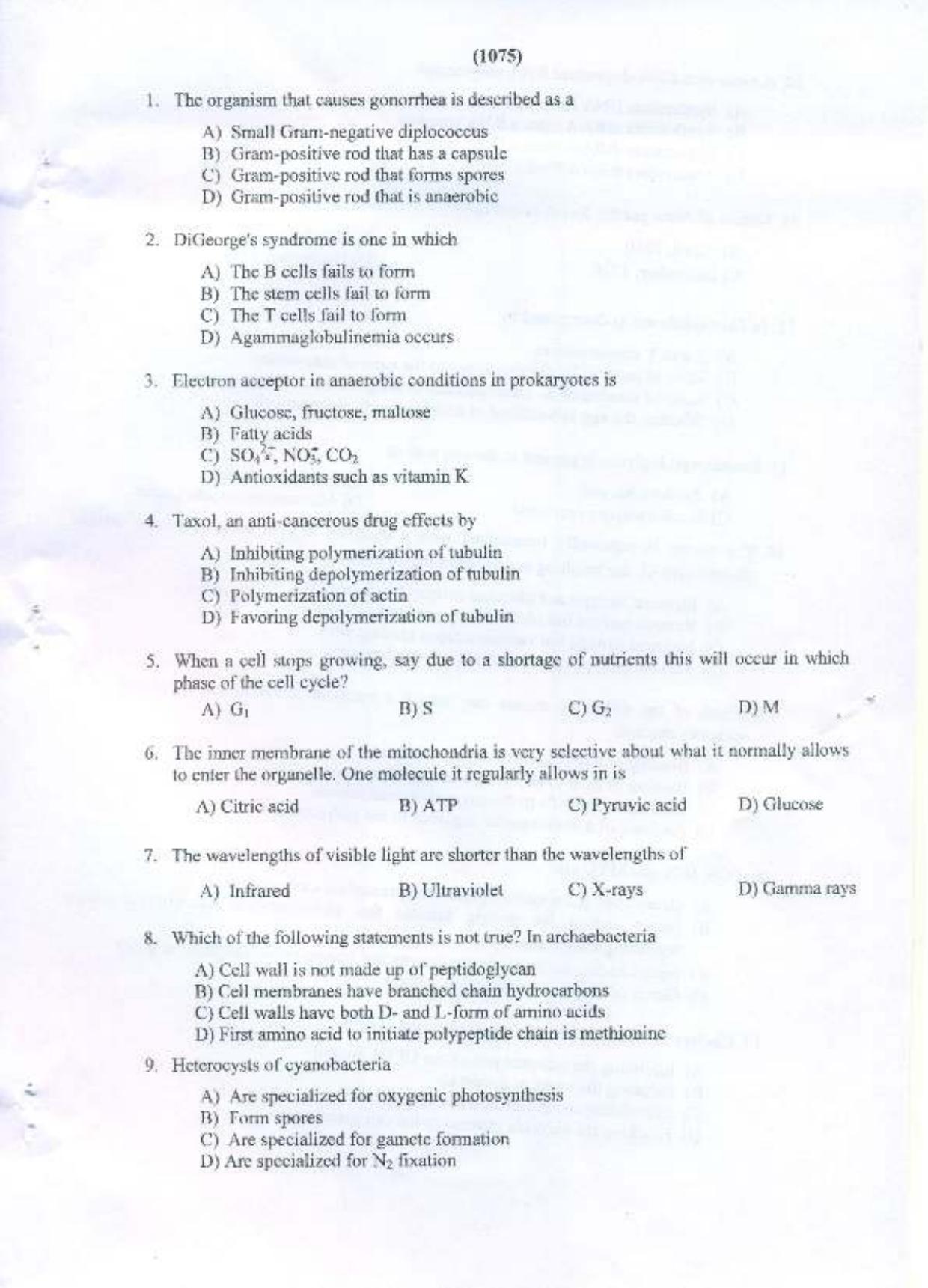 PU MPET Microbial Biotechnology 2015 Question Paper - Page 2