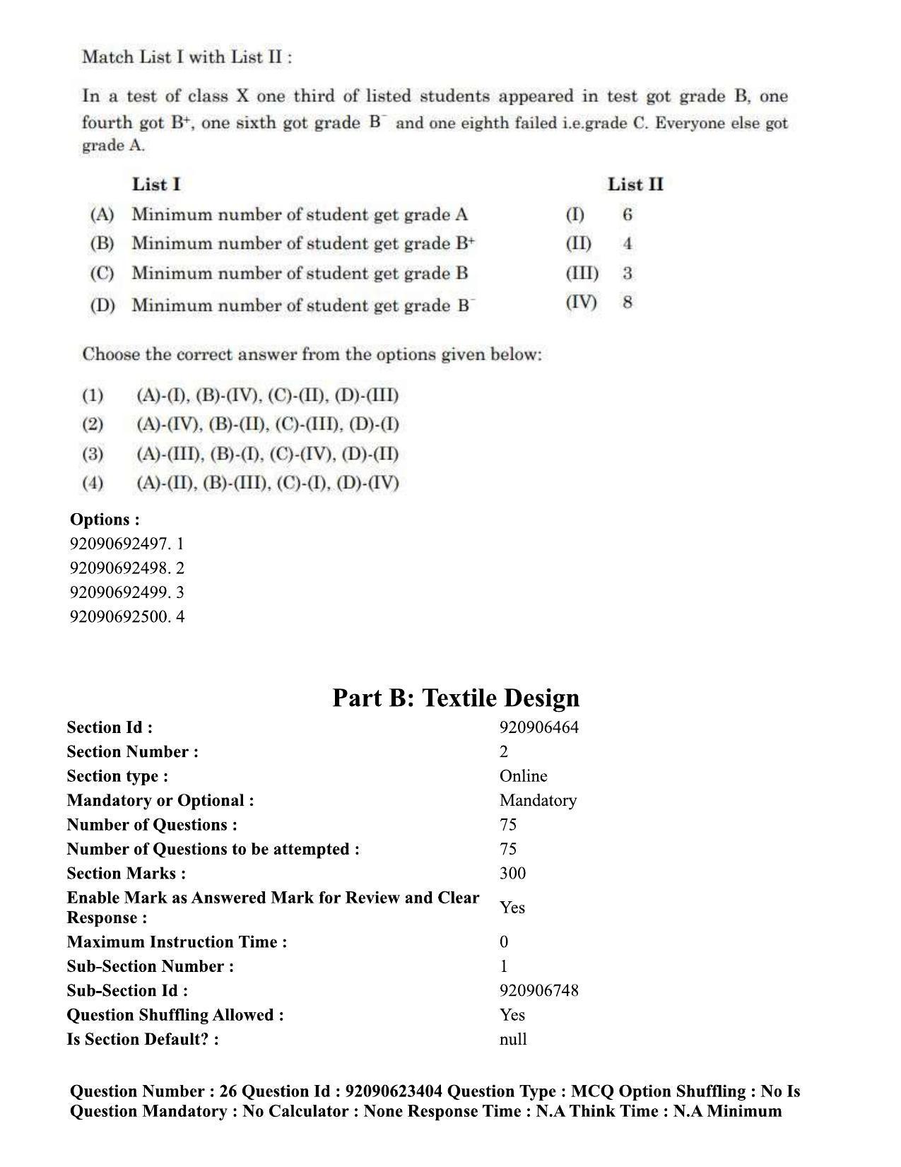 CUET PG 2023: HUQP23 – Textile Design Eng - Shift 2 (24-06-2023) Question Paper - Page 25