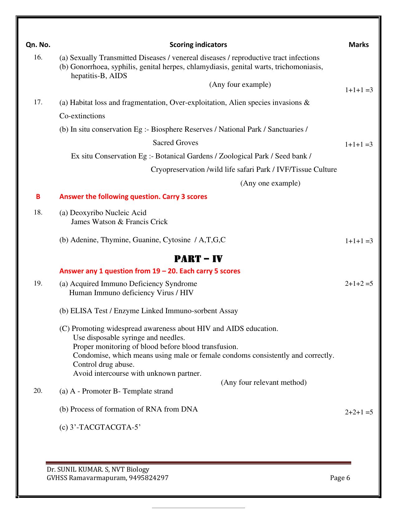Kerala Plus Two 2022 Zoology Answer Key - Page 3