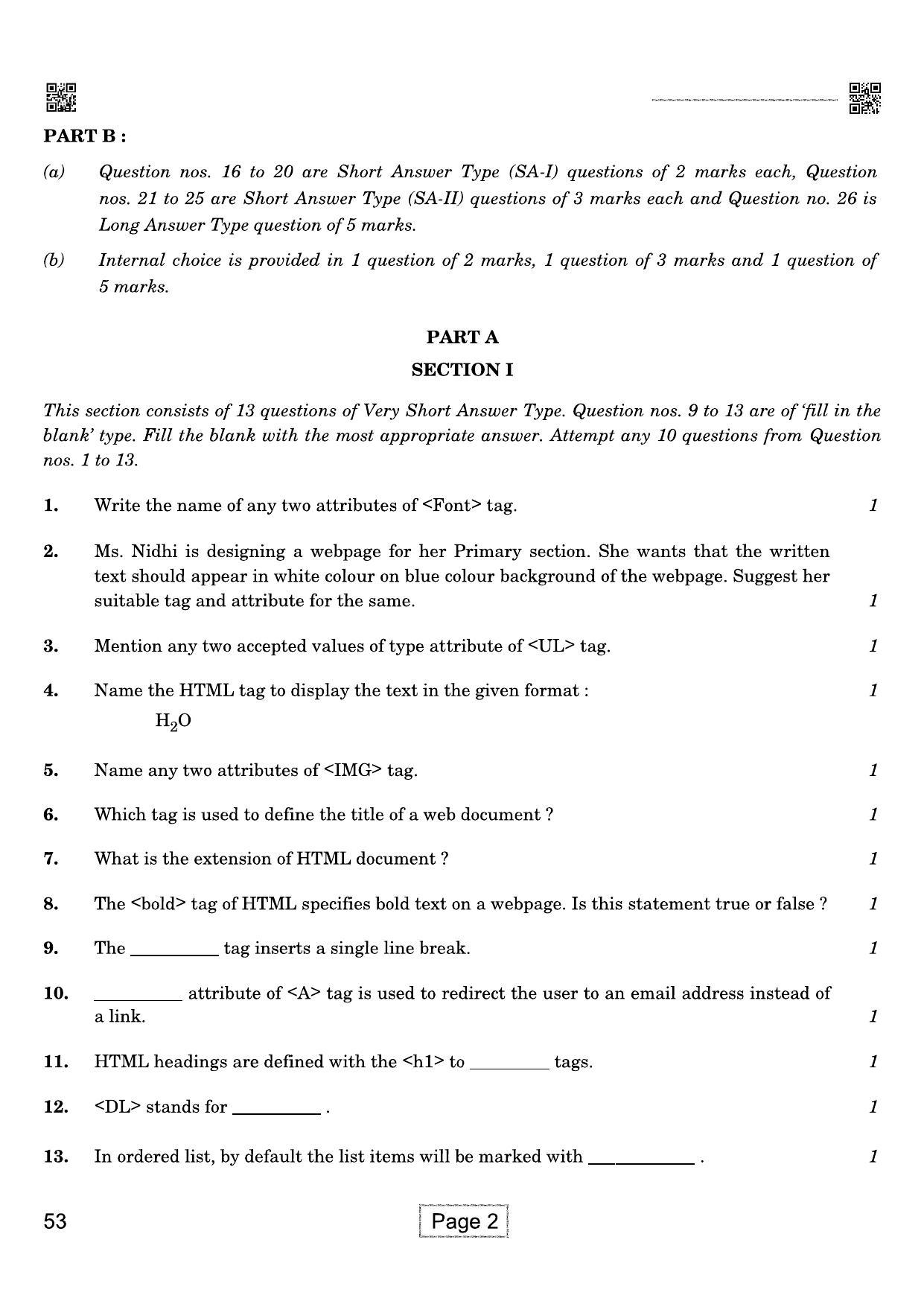 CBSE Class 10 QP_165_COMPUTER_APPLICATIONS 2021 Compartment Question Paper - Page 2