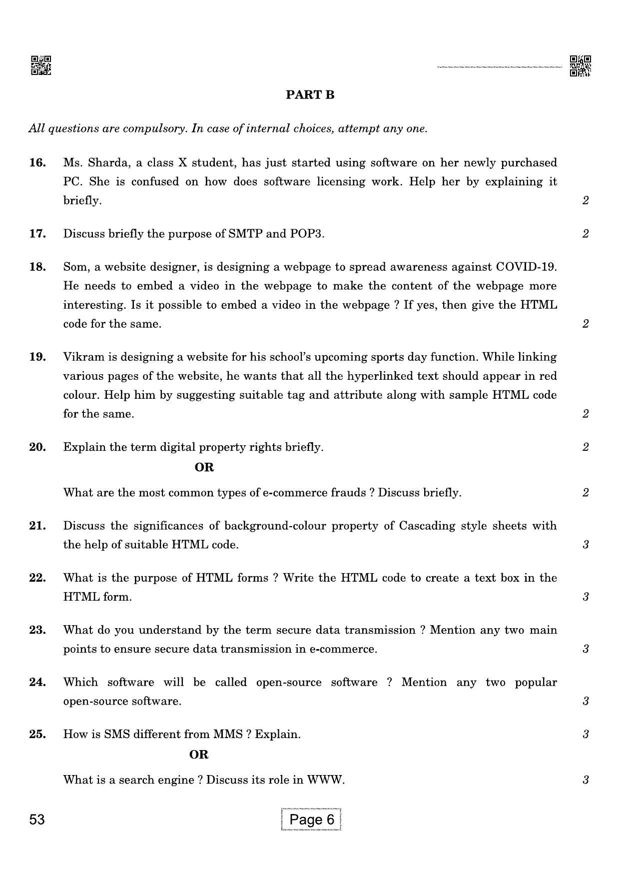 CBSE Class 10 QP_165_COMPUTER_APPLICATIONS 2021 Compartment Question Paper - Page 6