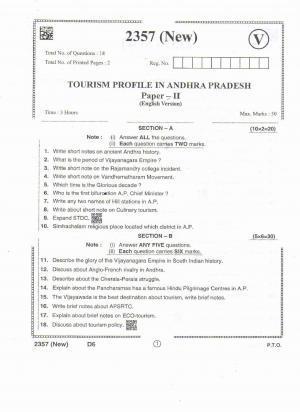 AP Intermediate 2nd Year Vocational Question Paper September-2021 -  Tourism_Profile_in_AndhraPradesh-II