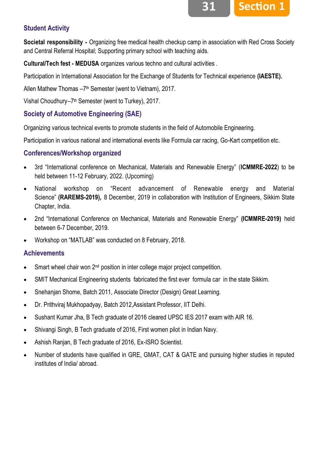 Sikkim Manipal University (SMU), Gangtok Prospectus 2022 - Page 35