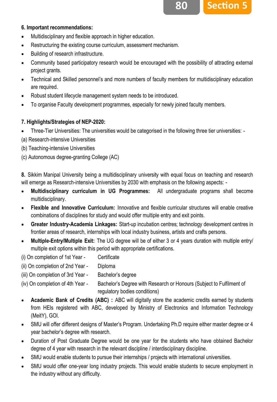 Sikkim Manipal University (SMU), Gangtok Prospectus 2022 - Page 84