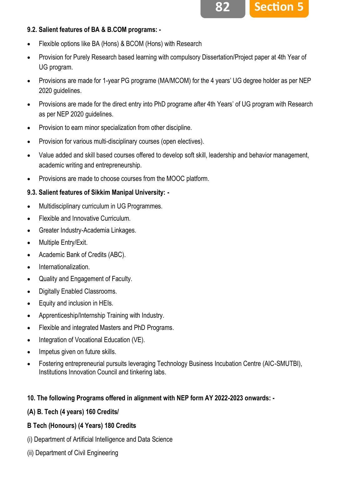 Sikkim Manipal University (SMU), Gangtok Prospectus 2022 - Page 86