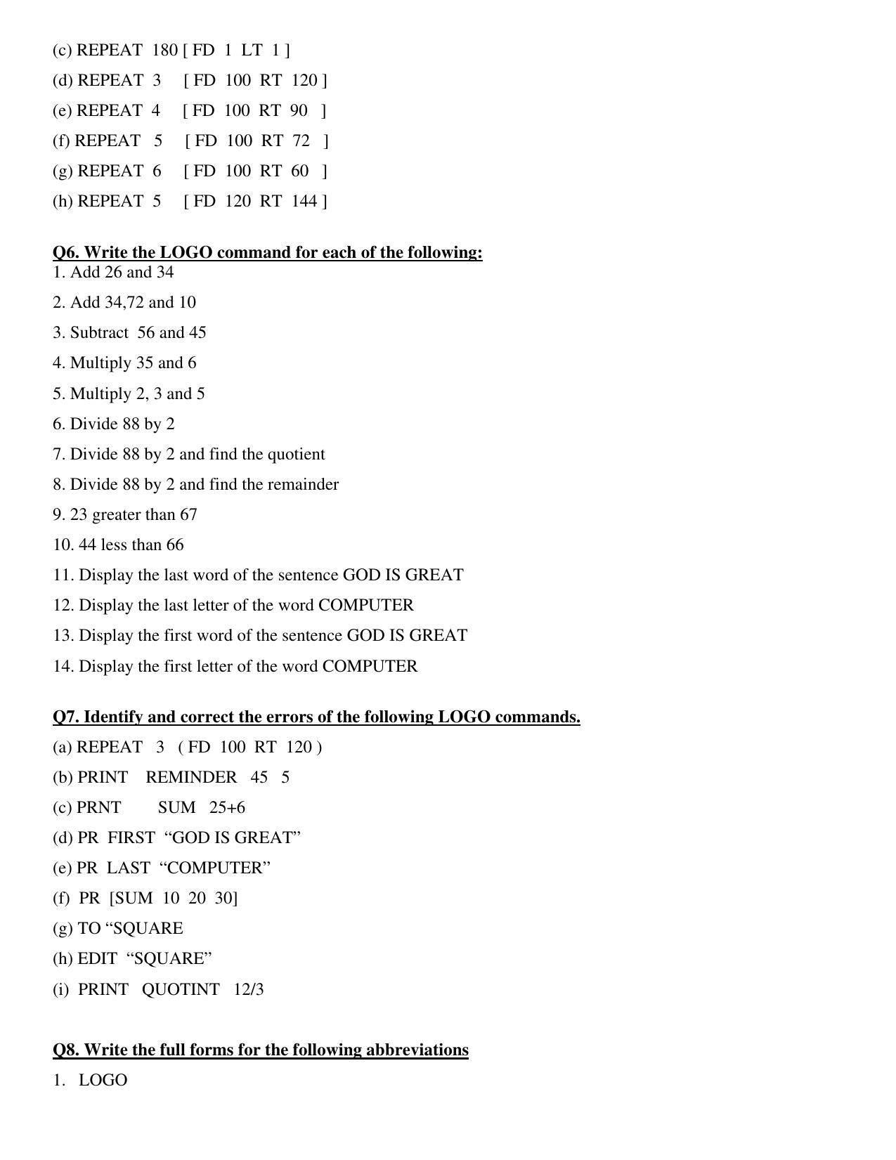 Worksheet for Class 4 Computers Assignment 10 - Page 2