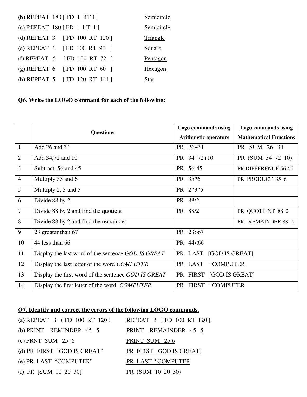 Worksheet for Class 4 Computers Assignment 10 - Page 6