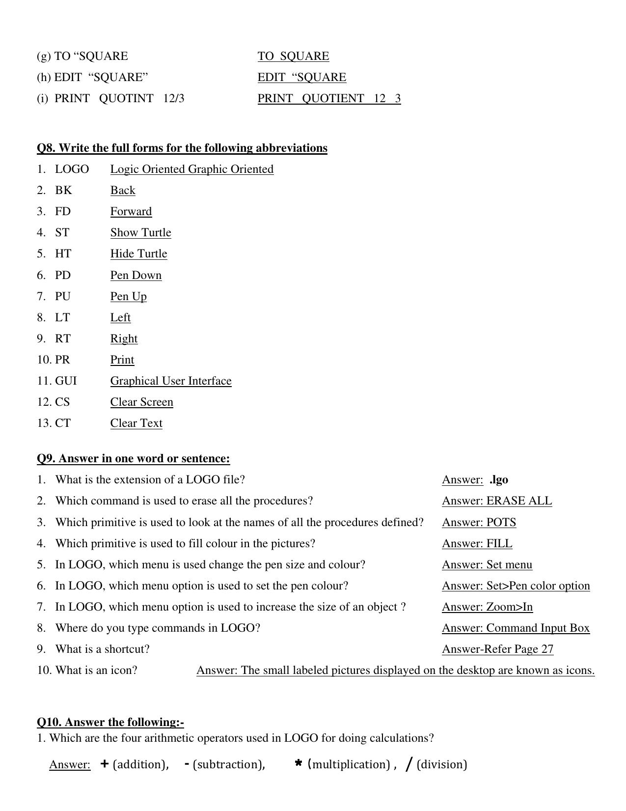 Worksheet for Class 4 Computers Assignment 10 - Page 7