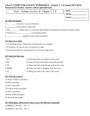 Worksheet for Class 4 Computers Assignment 10