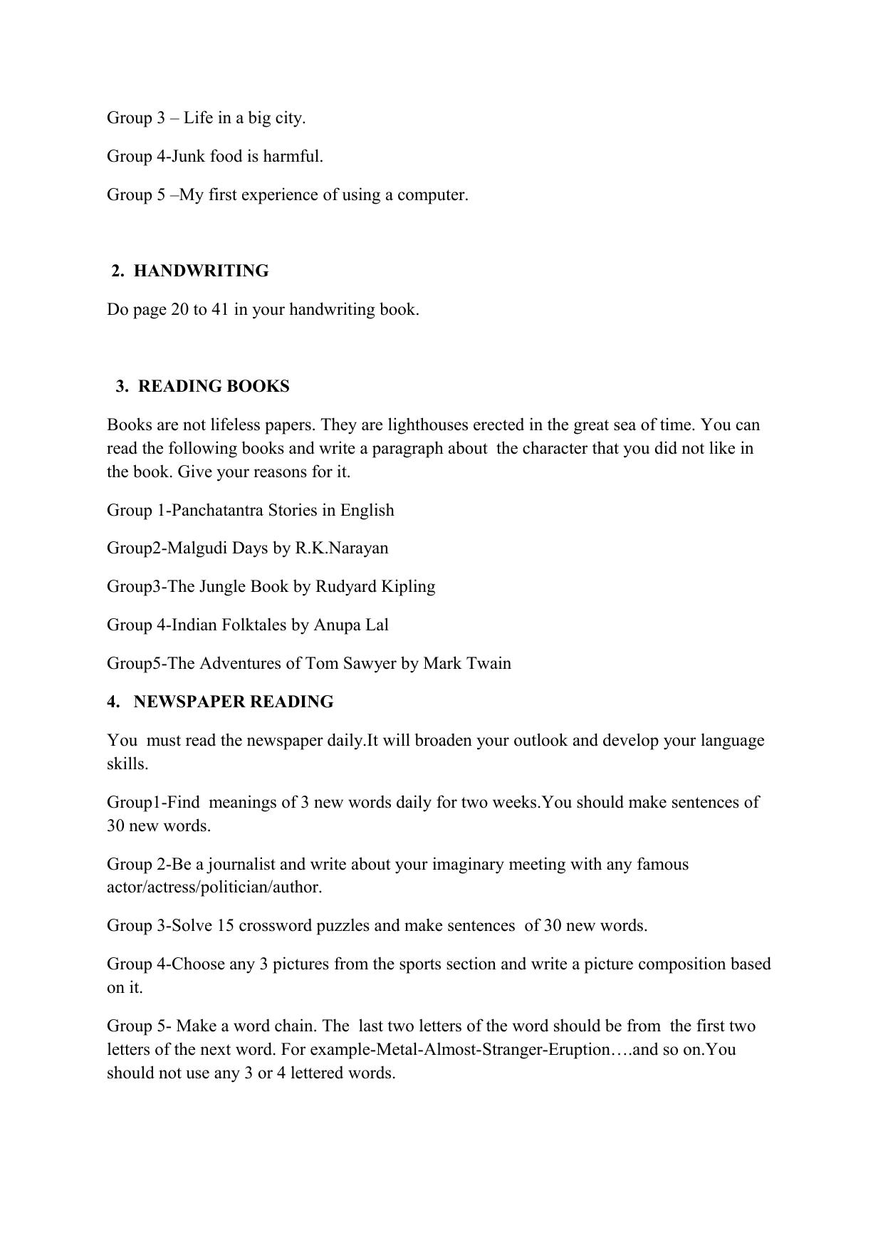 Worksheet for Class 4 English Assignment 153 - Page 2