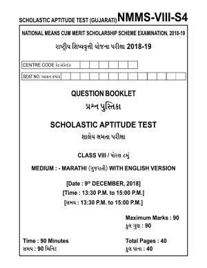 SAT GUJARATI 2018-19 Class 8 Maharashtra NMMS Question Papers