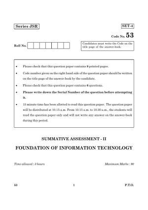 CBSE Class 10 053 Foundation Of Information Technology 2016 Question Paper