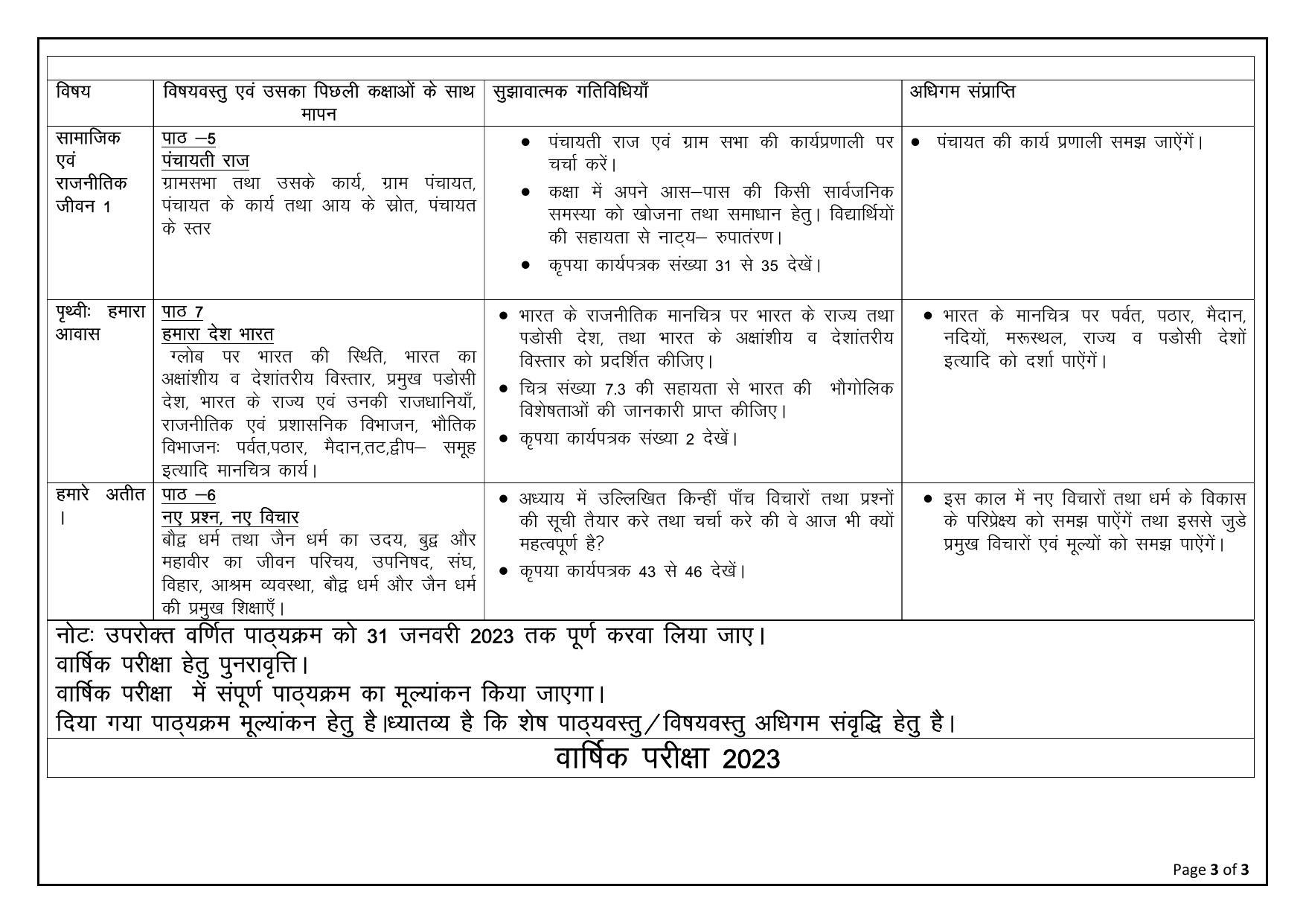 Edudel Class 6(L-1) Social Science (Hindi Medium) Syllabus - Page 3
