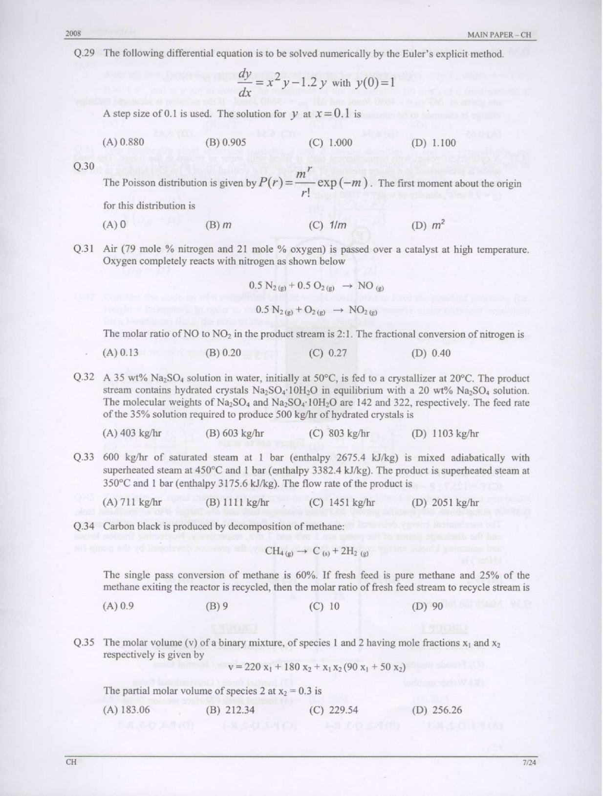 GATE 2008 Chemical Engineering (CH) Question Paper with Answer Key - Page 7