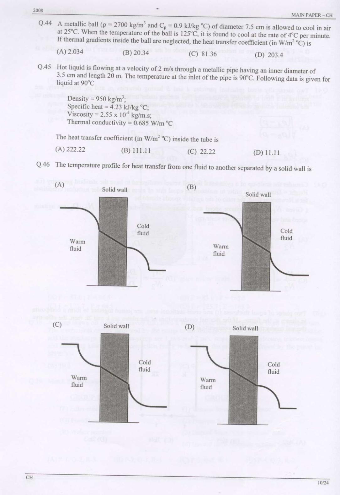 GATE 2008 Chemical Engineering (CH) Question Paper with Answer Key - Page 10