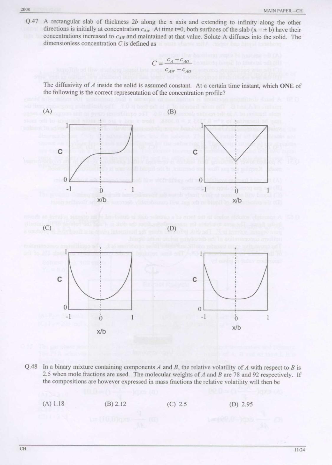 GATE 2008 Chemical Engineering (CH) Question Paper with Answer Key - Page 11