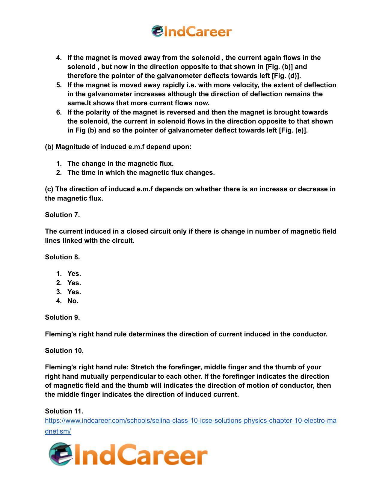 Selina Class 10 ICSE Solutions Physics : Chapter 10- Electro Magnetism - Page 17