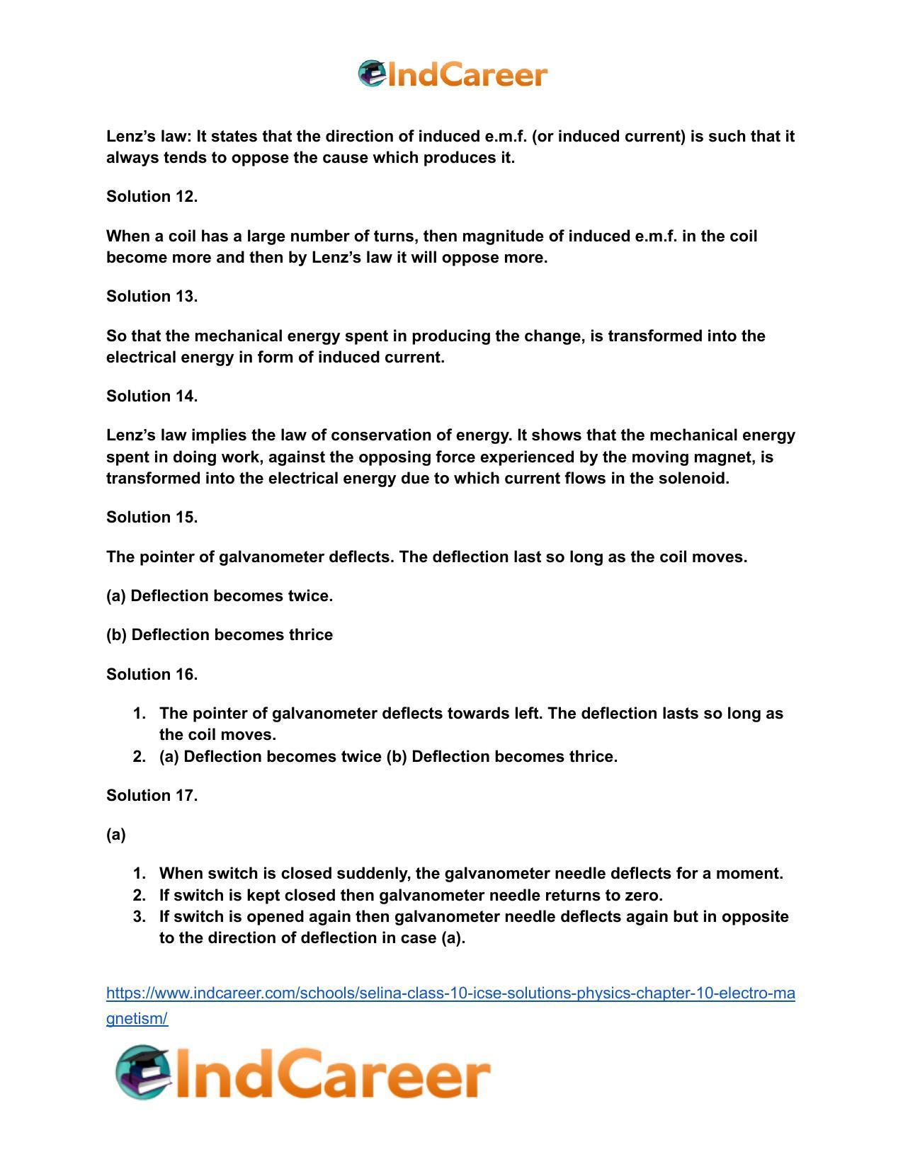 Selina Class 10 ICSE Solutions Physics : Chapter 10- Electro Magnetism - Page 18
