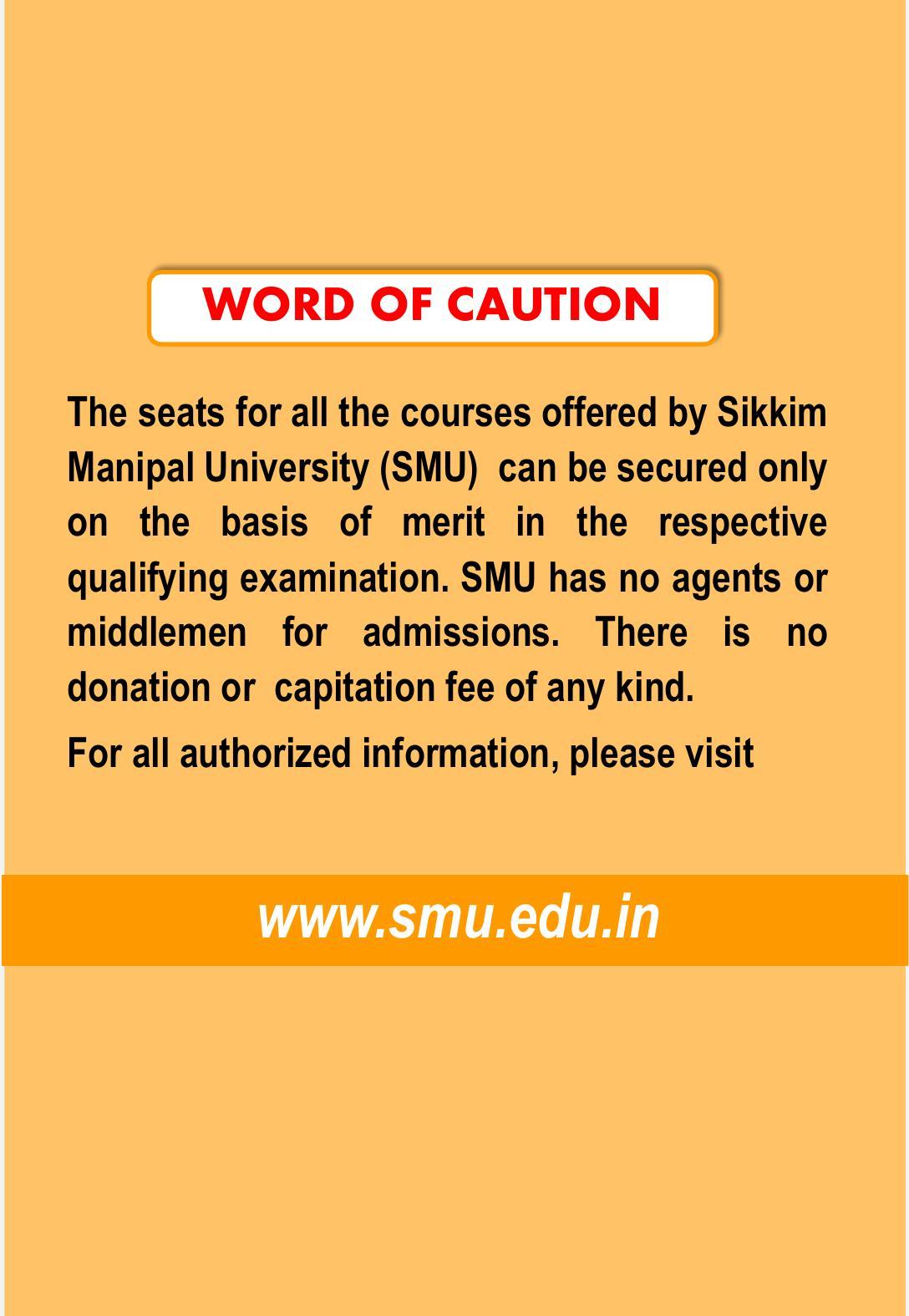 Sikkim Manipal University, Manipal SMU Prospectus -2022 - Page 2