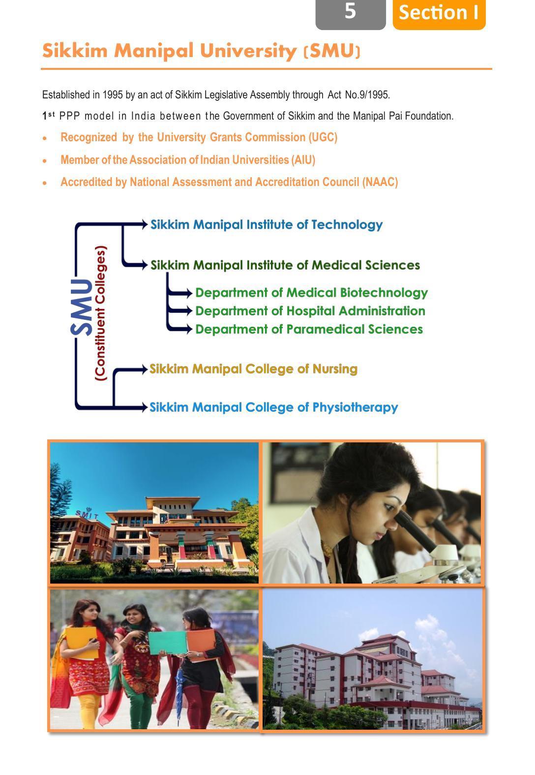 Sikkim Manipal University, Manipal SMU Prospectus -2022 - Page 11