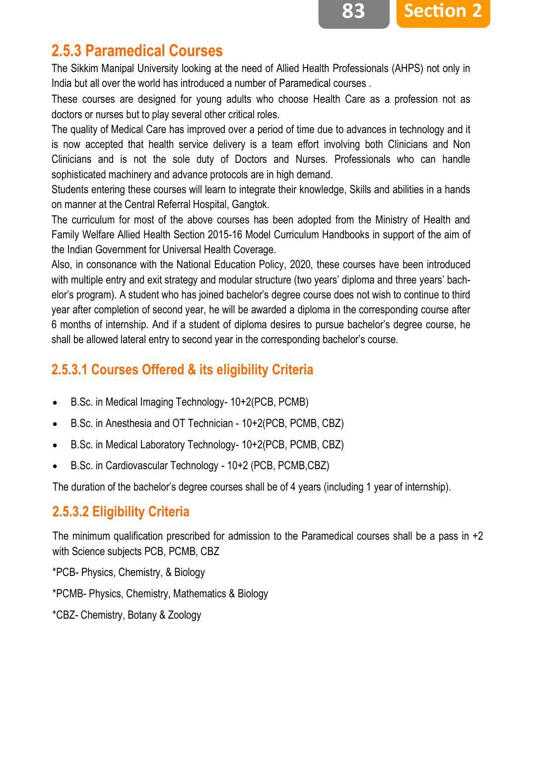 Sikkim Manipal University, Manipal SMU Prospectus -2022 - Page 89
