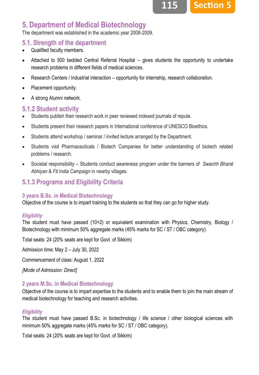 Sikkim Manipal University, Manipal SMU Prospectus -2022 - Page 121