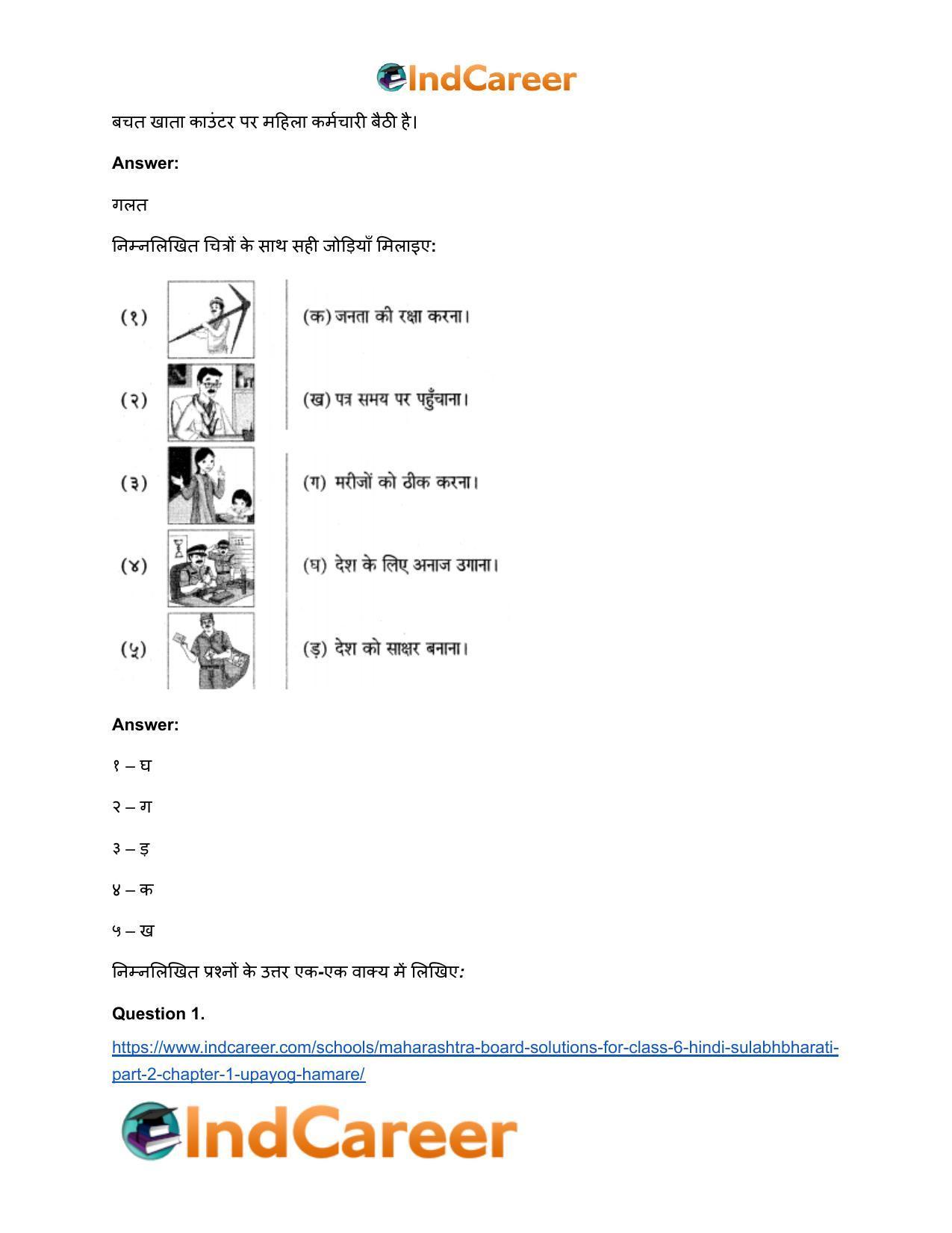 Maharashtra Board Solutions for Class 6- Hindi Sulabhbharati (Part 2): Chapter 1- उपयोग हमारे - Page 7