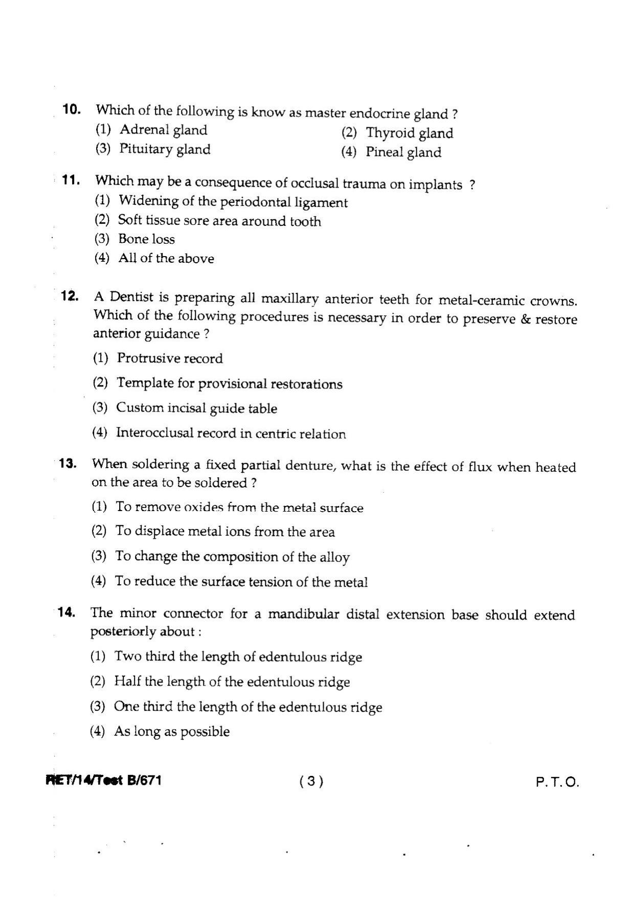 BHU RET DENTAL SCIENCE 2014 Question Paper - Page 5