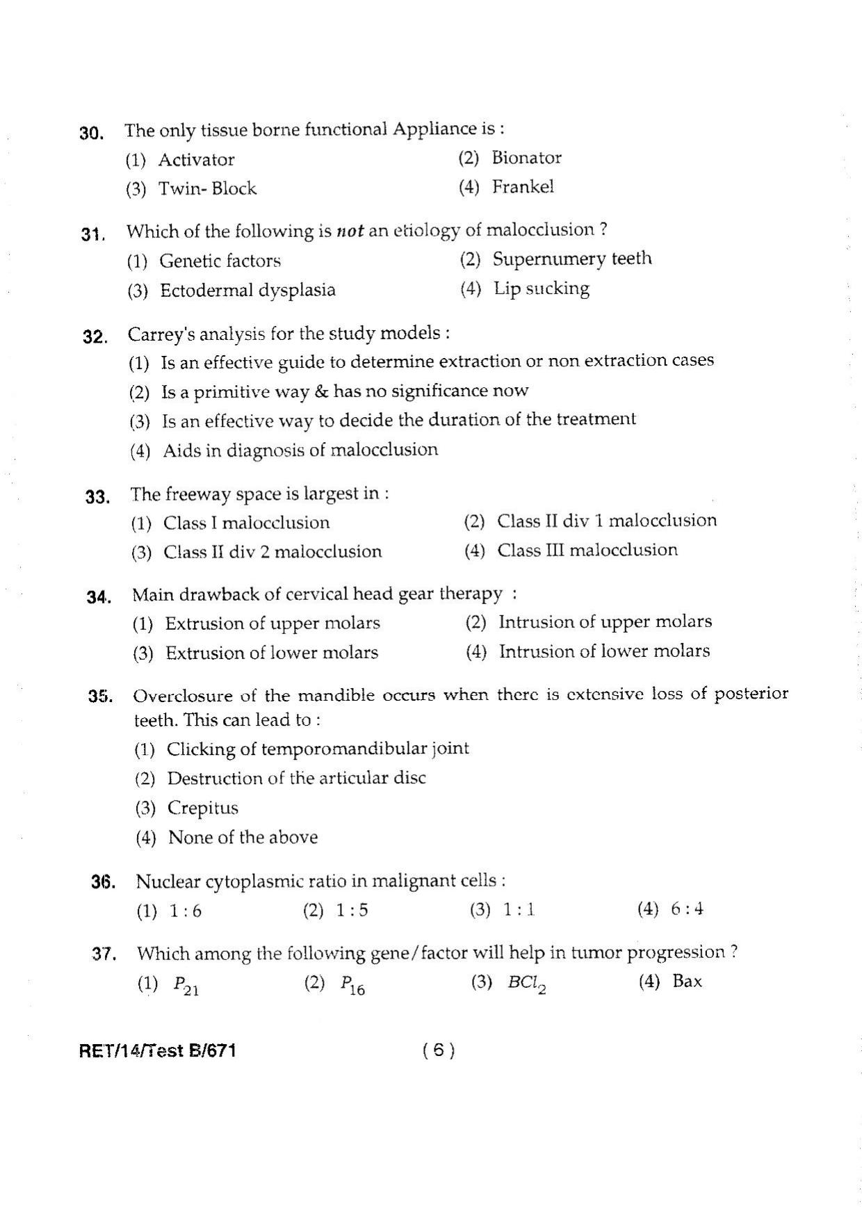 BHU RET DENTAL SCIENCE 2014 Question Paper - Page 8