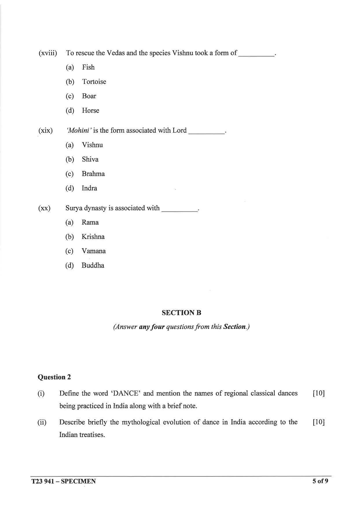 ICSE Class 10 Indian Dance Sample Paper 2023 - Page 5