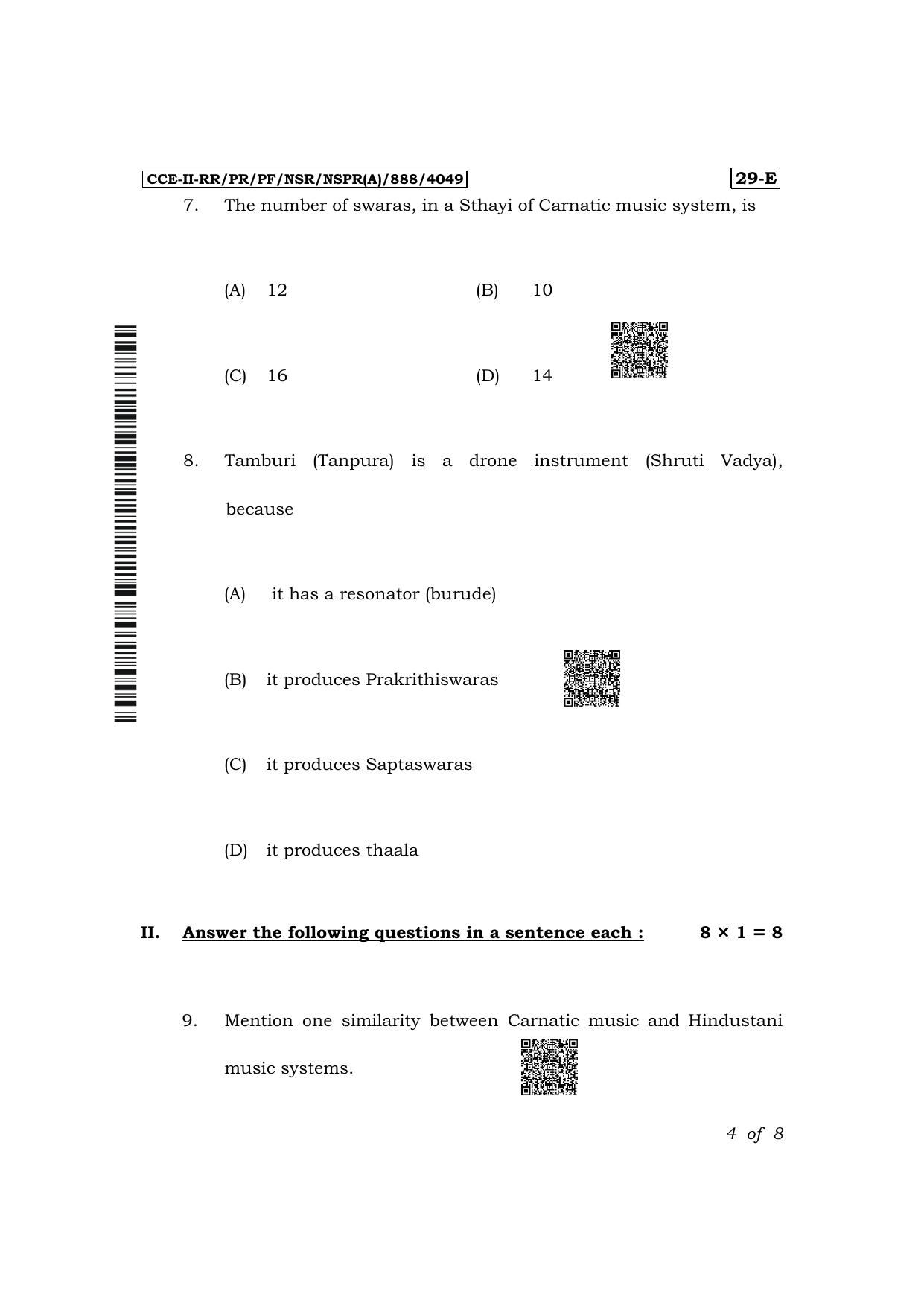 Karnataka SSLC Karnataka Music (English Medium 29E Theory) Exam 2 Question Paper 2024 (A Version) - Page 4