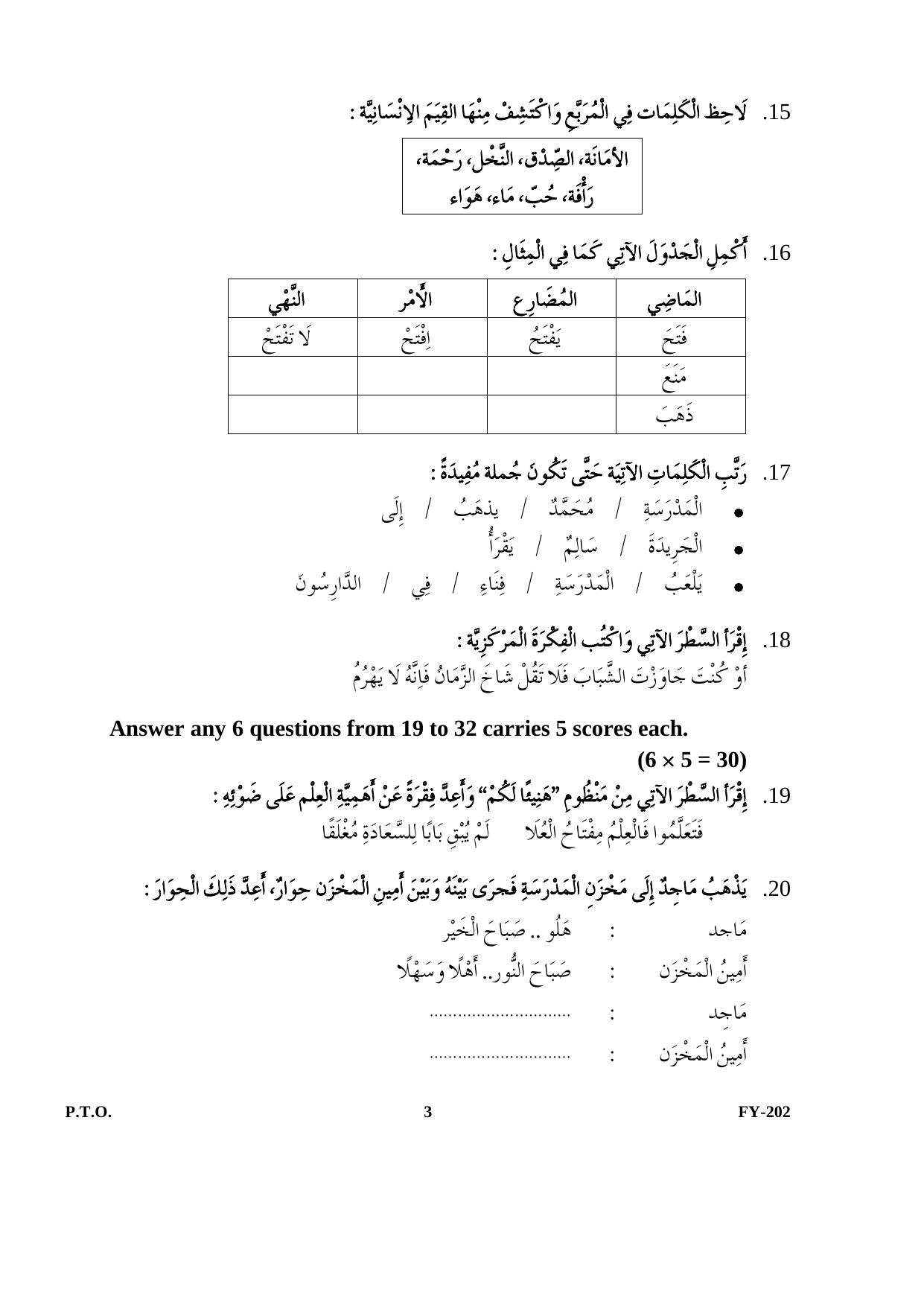Kerala Plus One 2021 Arabic  Question Papers (Annual) - Page 3