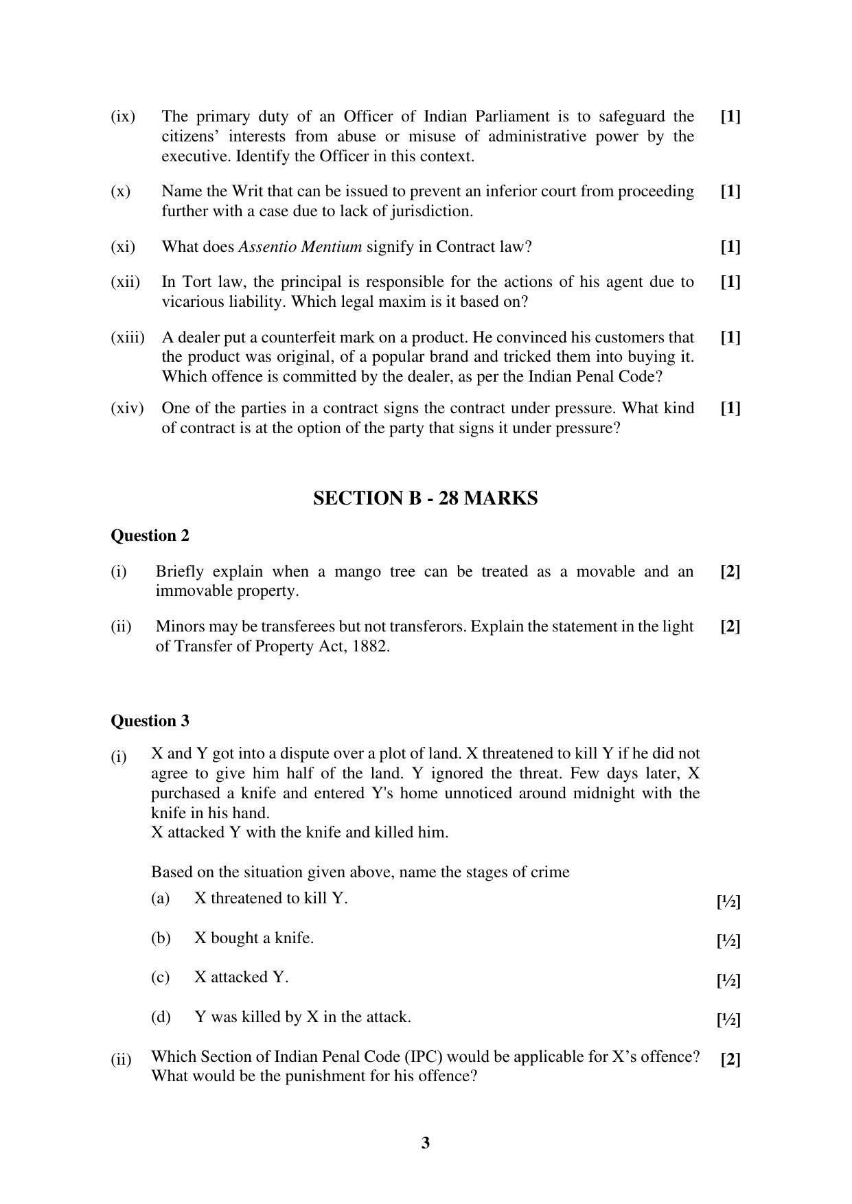 ISC Class 12 2024 Legal Studies Sample Paper - Page 3